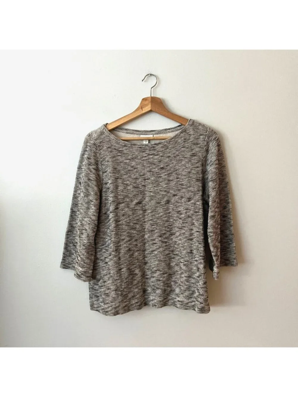 J. Jill Pure Jill Marble Textured Black and White 3/4 Sleeve Sweater Women's M